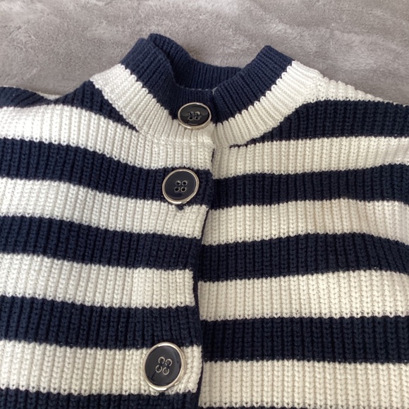 Vintage Liz Claiborne navy and white stripe cardigan jacket - Picture 3 of 9
